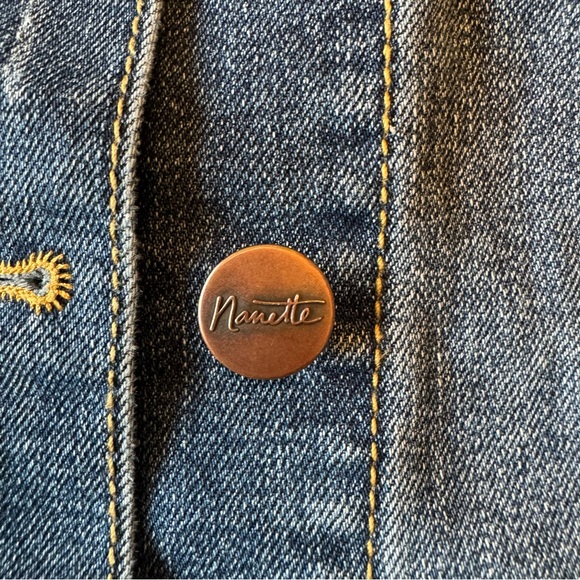 Nanette Lepore Jean Jacket Size S Embroidered Stretch Denim Distressed Jacket - Picture 6 of 9